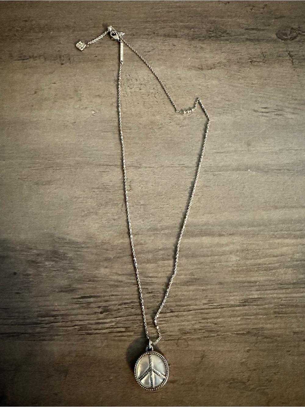 Kendra Scott Silver Peace Sign Pendant Necklace